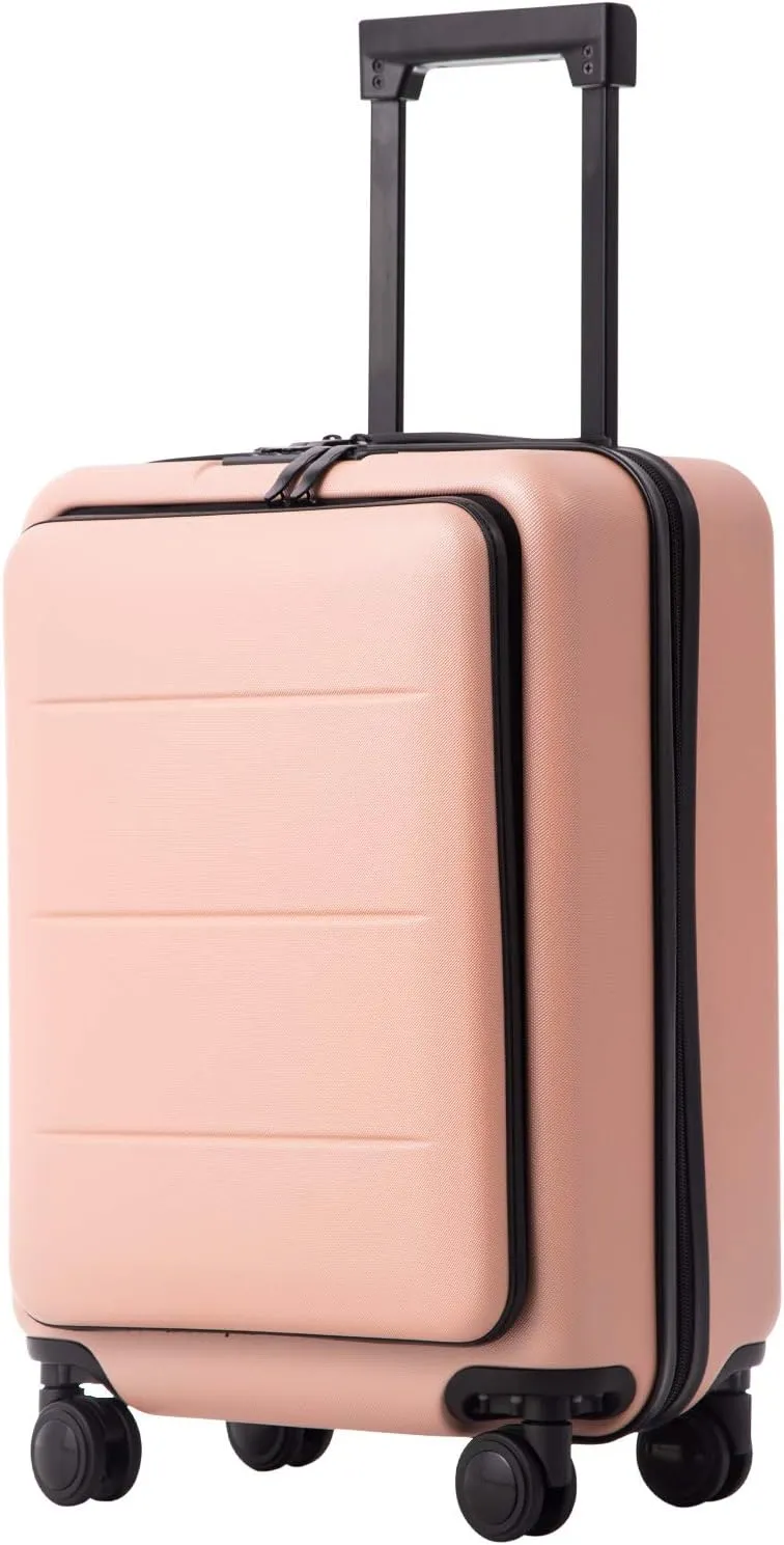 Coolife Luggage Suitcase Piece Carry On ABS PC Spinner Trolley with pocket Compartmnet(Sakura pink, 20in(carry on))