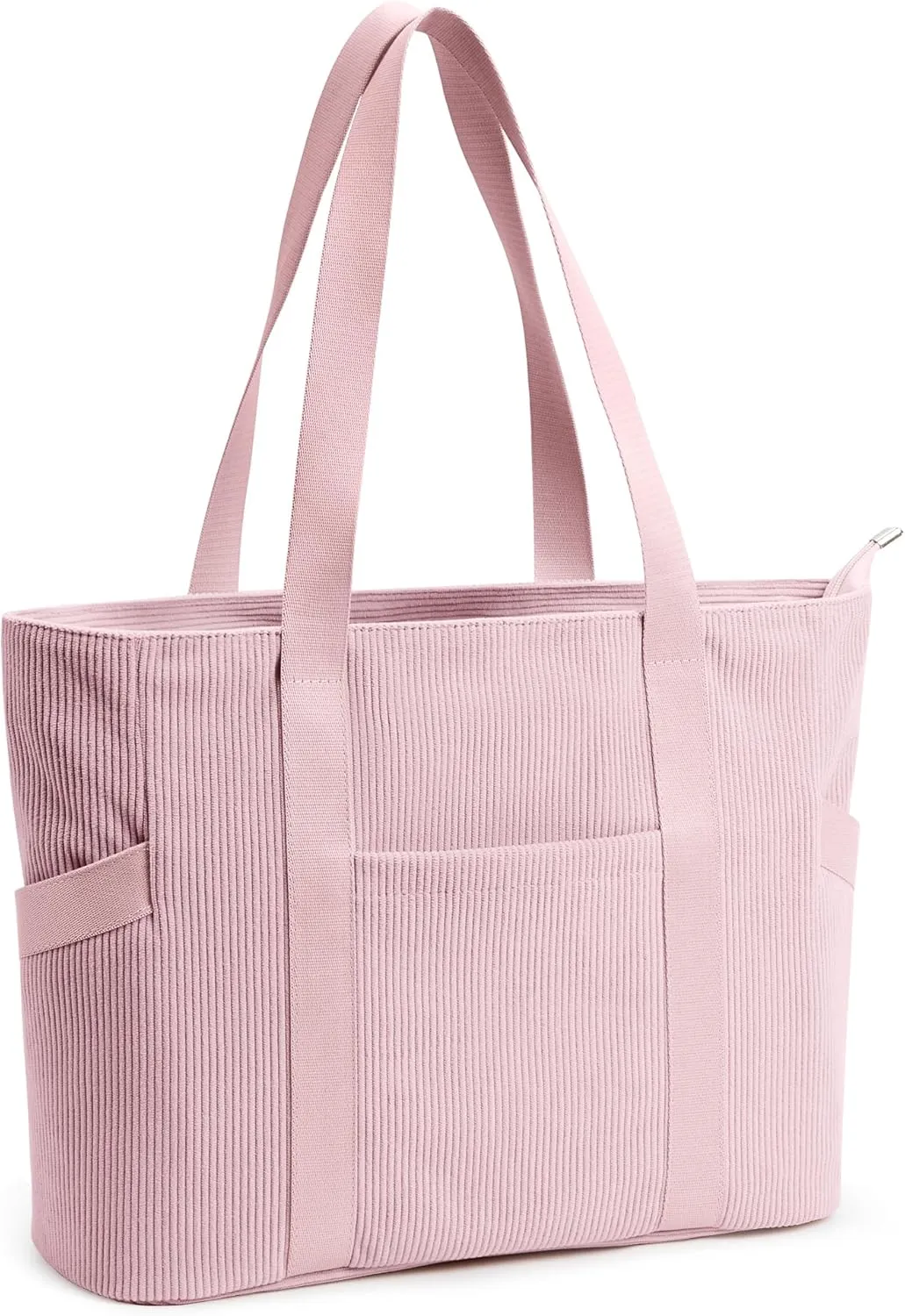Corduroy Tote Bag Women Zipper Large Capacity 18L Anti Splash Casual Shoulder Hobo Handbag Everyday Work Travel