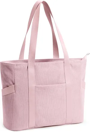 Corduroy Tote Bag Women Zipper Large Capacity 18L Anti Splash Casual Shoulder Hobo Handbag Everyday Work Travel