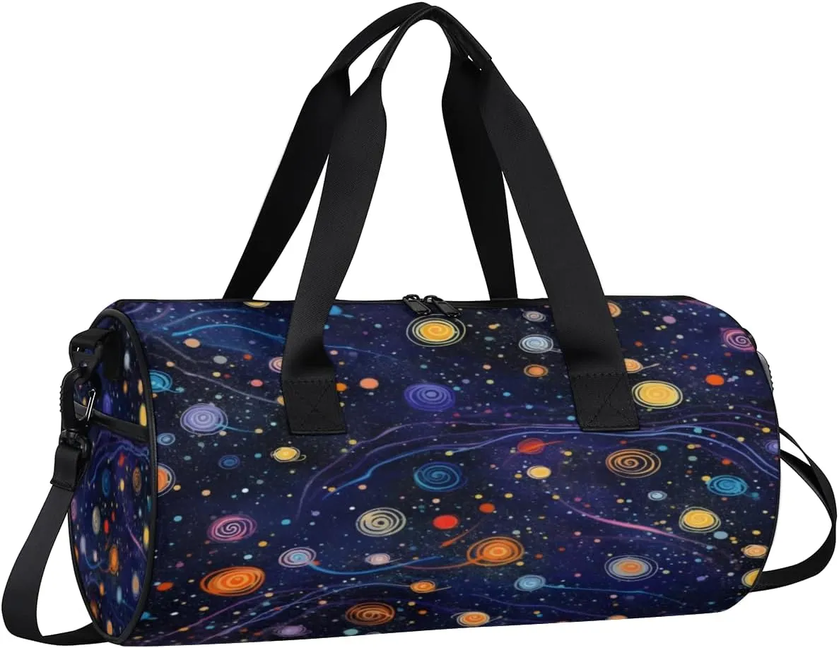 Cosmic Swirl Design Sports Duffel Bag with Shoulder Strap, Large Capacity Gym Bag with Shoe Compartment, Water Resistant Travel Duffle Bag for Men Women Travel, Sports (17.6x9x9 Inch)