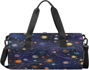 Cosmic Swirl Design Sports Duffel Bag with Shoulder Strap, Large Capacity Gym Bag with Shoe Compartment, Water Resistant Travel Duffle Bag for Men Women Travel, Sports (17.6x9x9 Inch)