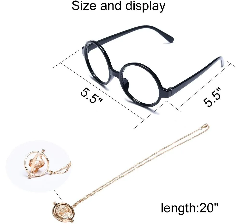 Cosplay Costume Props Accessories Gifts for Birthday Party Magic Wand Eyeglass Frame Knit Scarf Necklace Set-A Plus