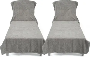 Cotton Paradise 2 Piece Lounge Chair Towels with Pocket, 32 * 86" inches Pool Chair Towels, Soft and Absorbent Chaise Lounge Towels for Pool (Light Gray, 2 Piece)