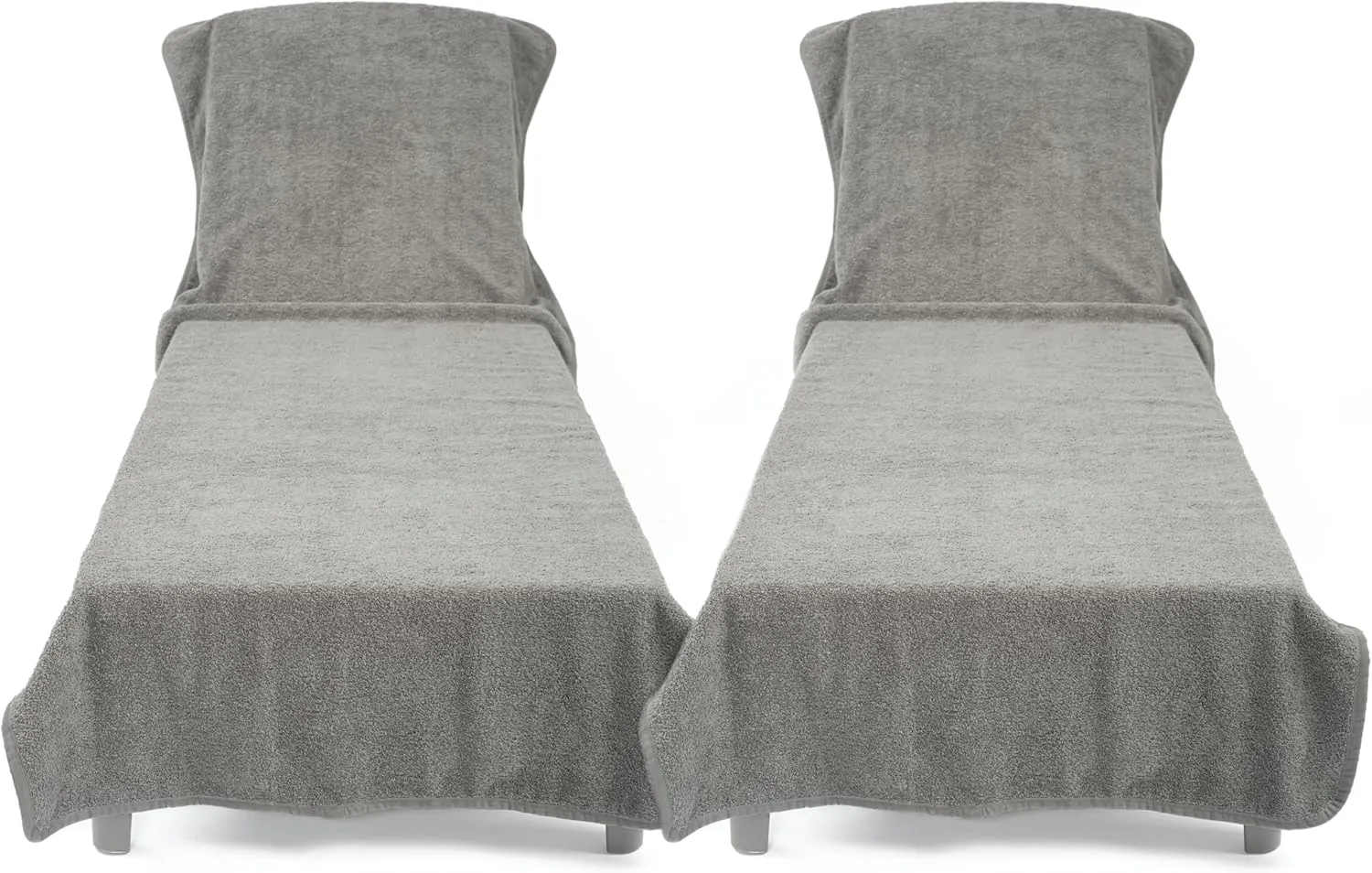 Cotton Paradise 2 Piece Lounge Chair Towels with Pocket, 32 * 86" inches Pool Chair Towels, Soft and Absorbent Chaise Lounge Towels for Pool (Light Gray, 2 Piece)