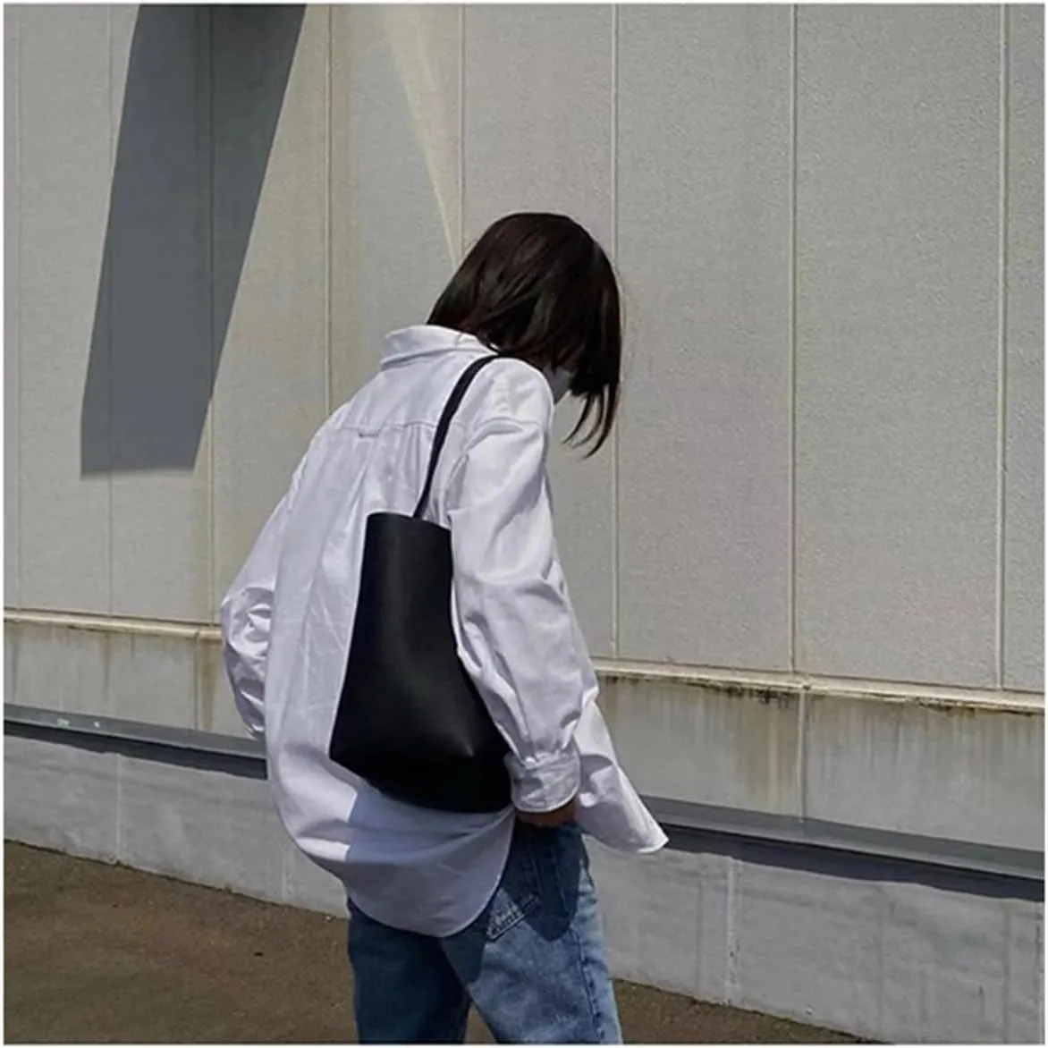 Cowhide Bucket Bag Large Capacity One Shoulder Genuine Leather Tote Bag Crossbody Bag Handbag(04)