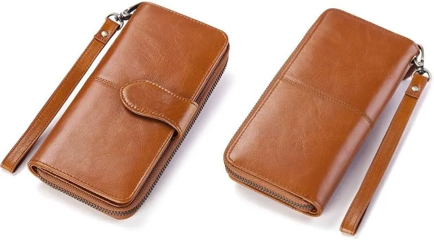 Cowhide Women's Mobile Phone Bag with Large Capacity and Zero Wallet, Genuine Leather for Women(E)