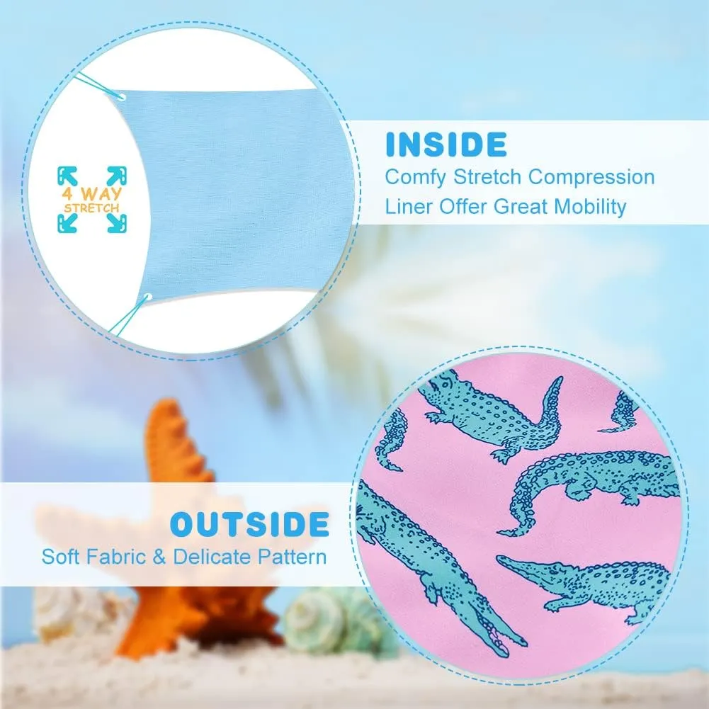 Cozople Boys Swim Trunks Compression Liner Swim Shorts Quick Dry Bathing Suit with Boxer Brief Swimwear 2-20T