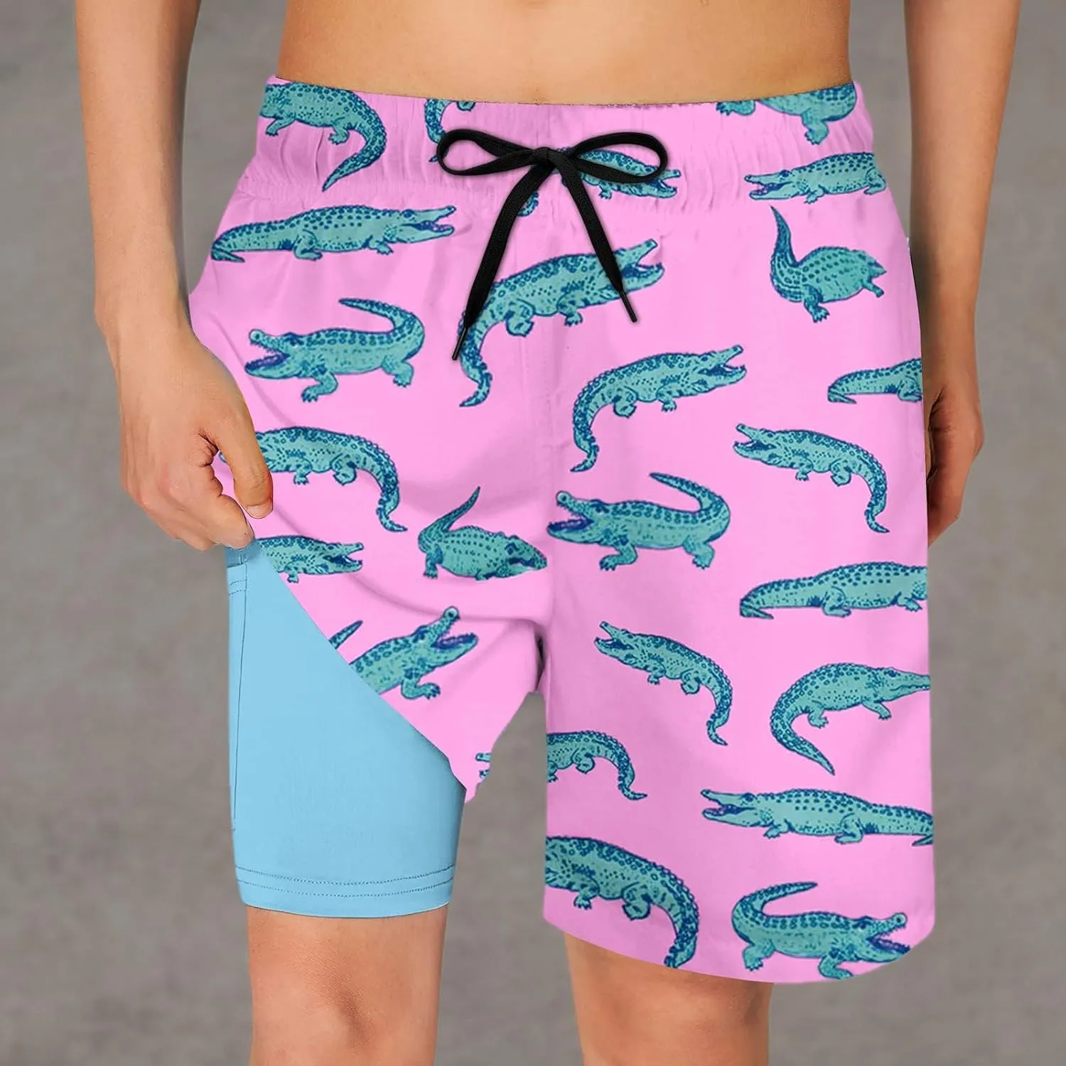 Cozople Boys Swim Trunks Compression Liner Swim Shorts Quick Dry Bathing Suit with Boxer Brief Swimwear 2-20T