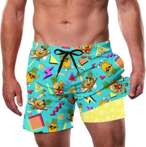 Cozople Men's Swim Trunks with Compression Liner 5.5" Inseam Quick Dry Bathing Suit Boxer Brief Lined Swim Shorts Swimwear