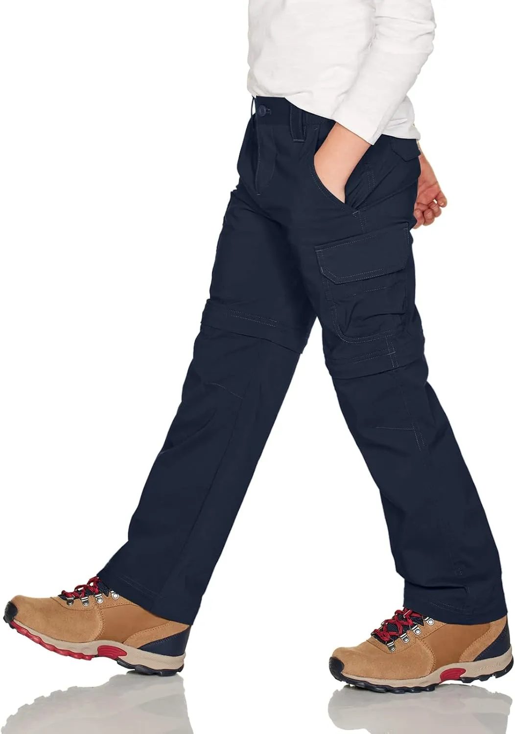 CQR Kids Youth Hiking Cargo Pants, UPF 50  Quick Dry Convertible Zip Off Pants, Outdoor Camping Pants