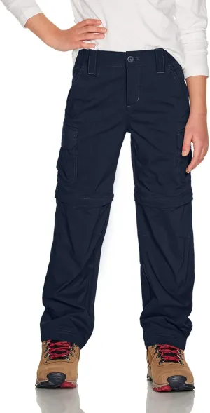 CQR Kids Youth Hiking Cargo Pants, UPF 50  Quick Dry Convertible Zip Off Pants, Outdoor Camping Pants