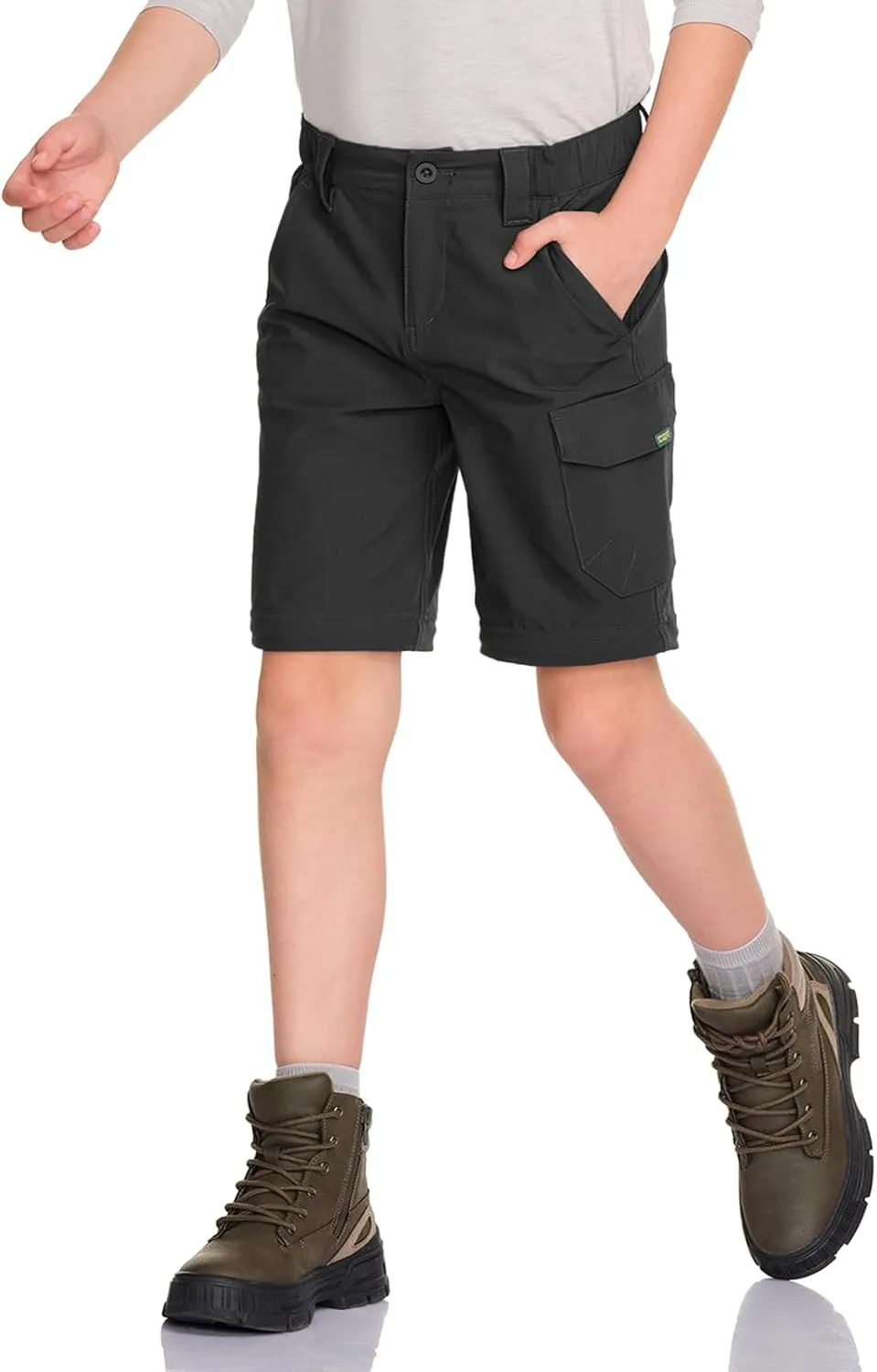 CQR Kids Youth Hiking Cargo Pants, UPF 50  Quick Dry Convertible Zip Off Pants, Outdoor Camping Pants