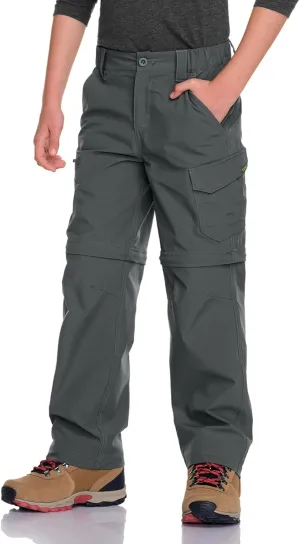 CQR Kids Youth Hiking Cargo Pants, UPF 50  Quick Dry Convertible Zip Off Pants, Outdoor Camping Pants
