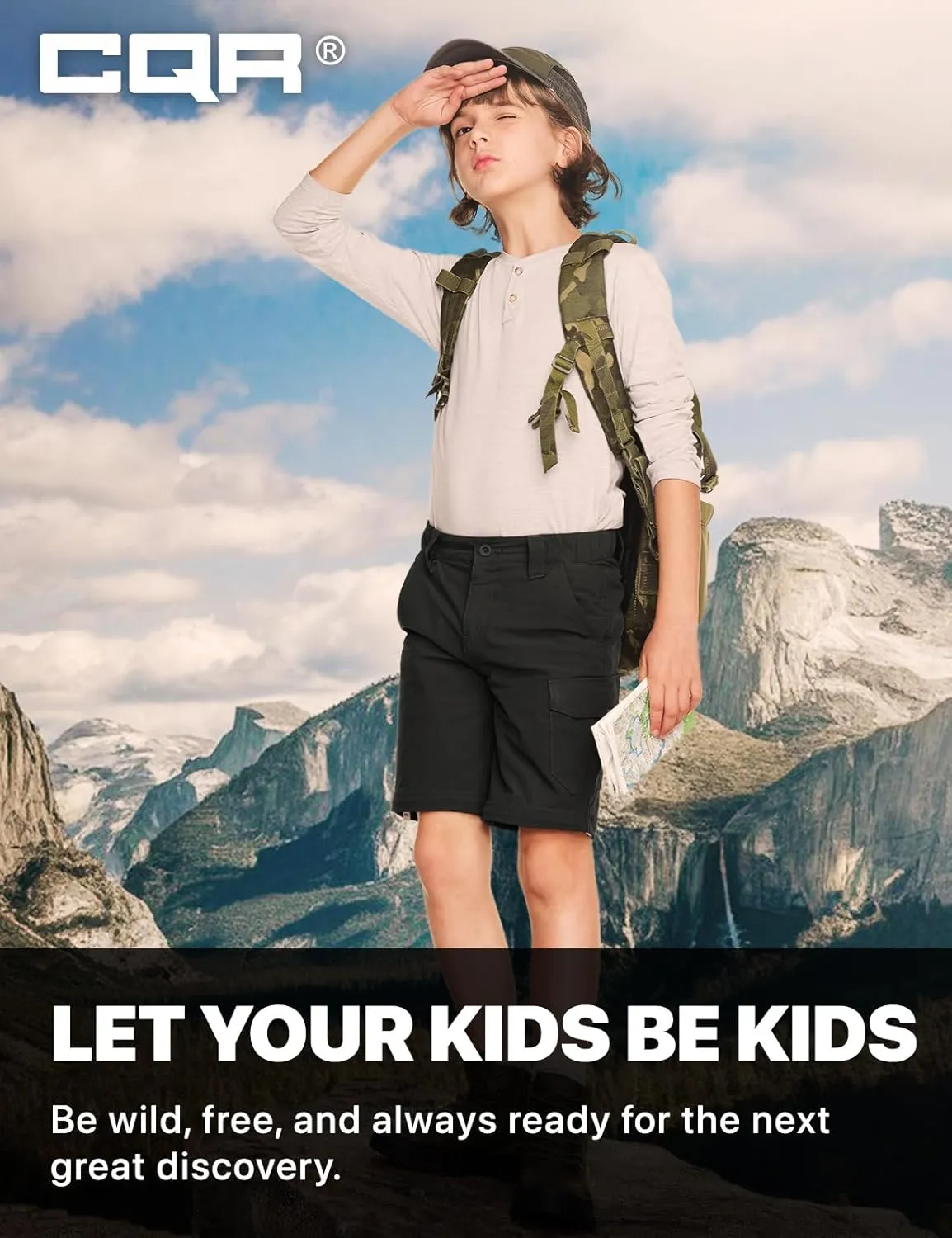 CQR Kids Youth Hiking Cargo Pants, UPF 50  Quick Dry Convertible Zip Off Pants, Outdoor Camping Pants