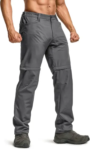 CQR Men's Convertible Cargo Tactical Pants, Water Resistant Outdoor Hiking Pants, Zip Off Lightweight Stretch Work Pants