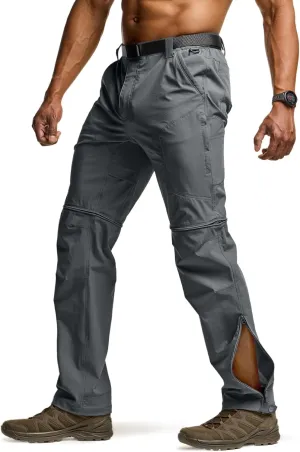 CQR Men's Convertible Cargo Tactical Pants, Water Resistant Outdoor Hiking Pants, Zip Off Lightweight Stretch Work Pants