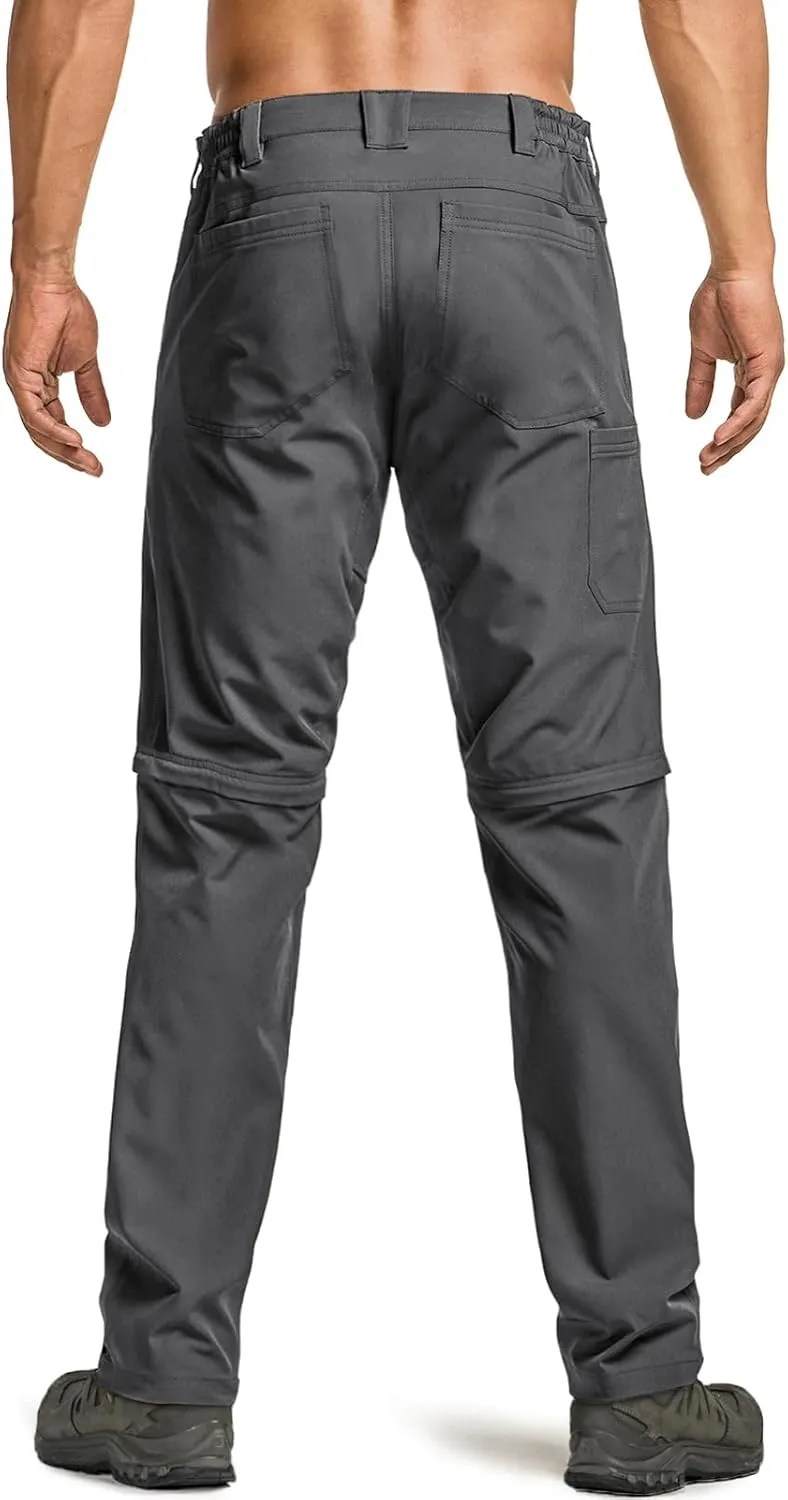 CQR Men's Convertible Cargo Tactical Pants, Water Resistant Outdoor Hiking Pants, Zip Off Lightweight Stretch Work Pants