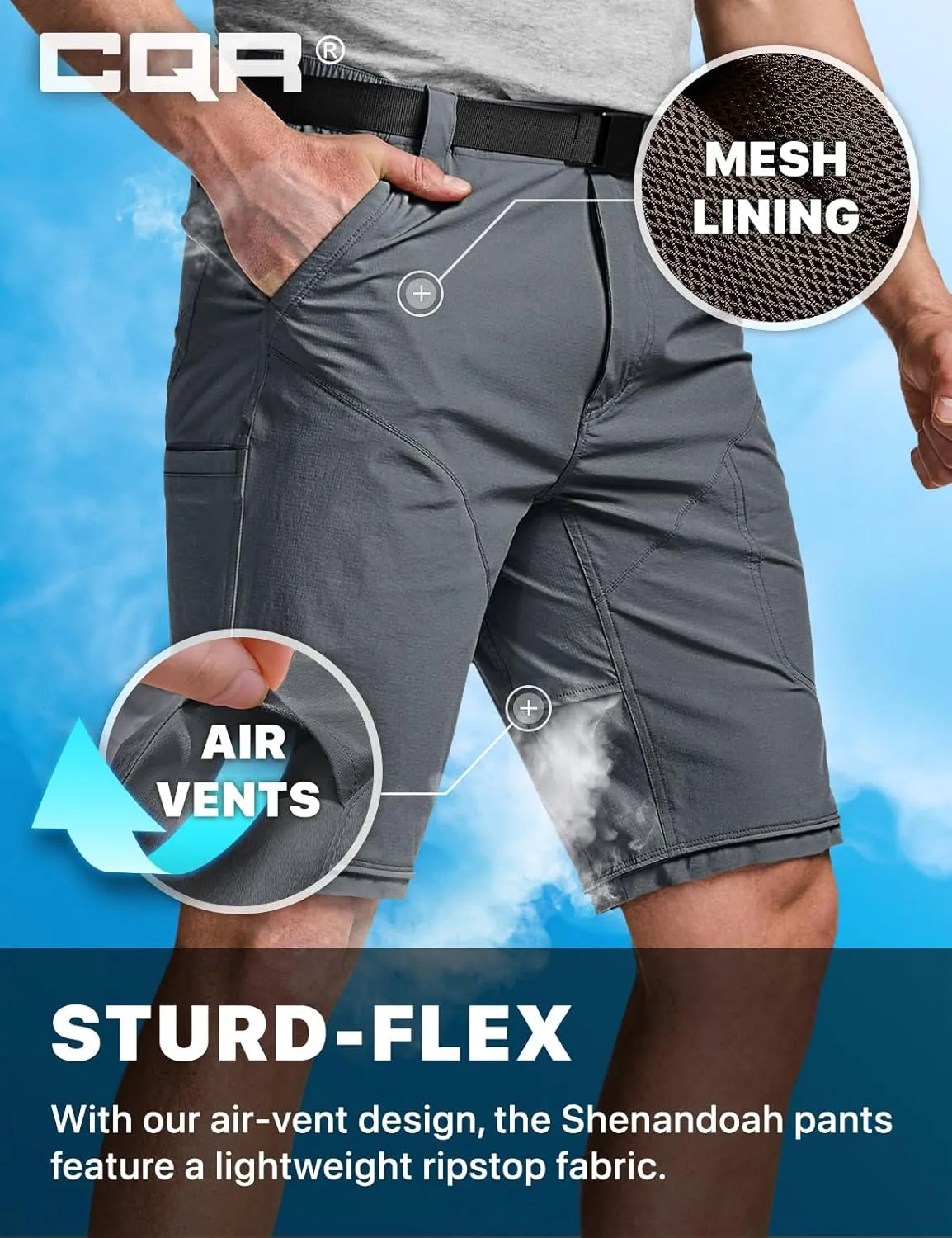 CQR Men's Convertible Cargo Tactical Pants, Water Resistant Outdoor Hiking Pants, Zip Off Lightweight Stretch Work Pants