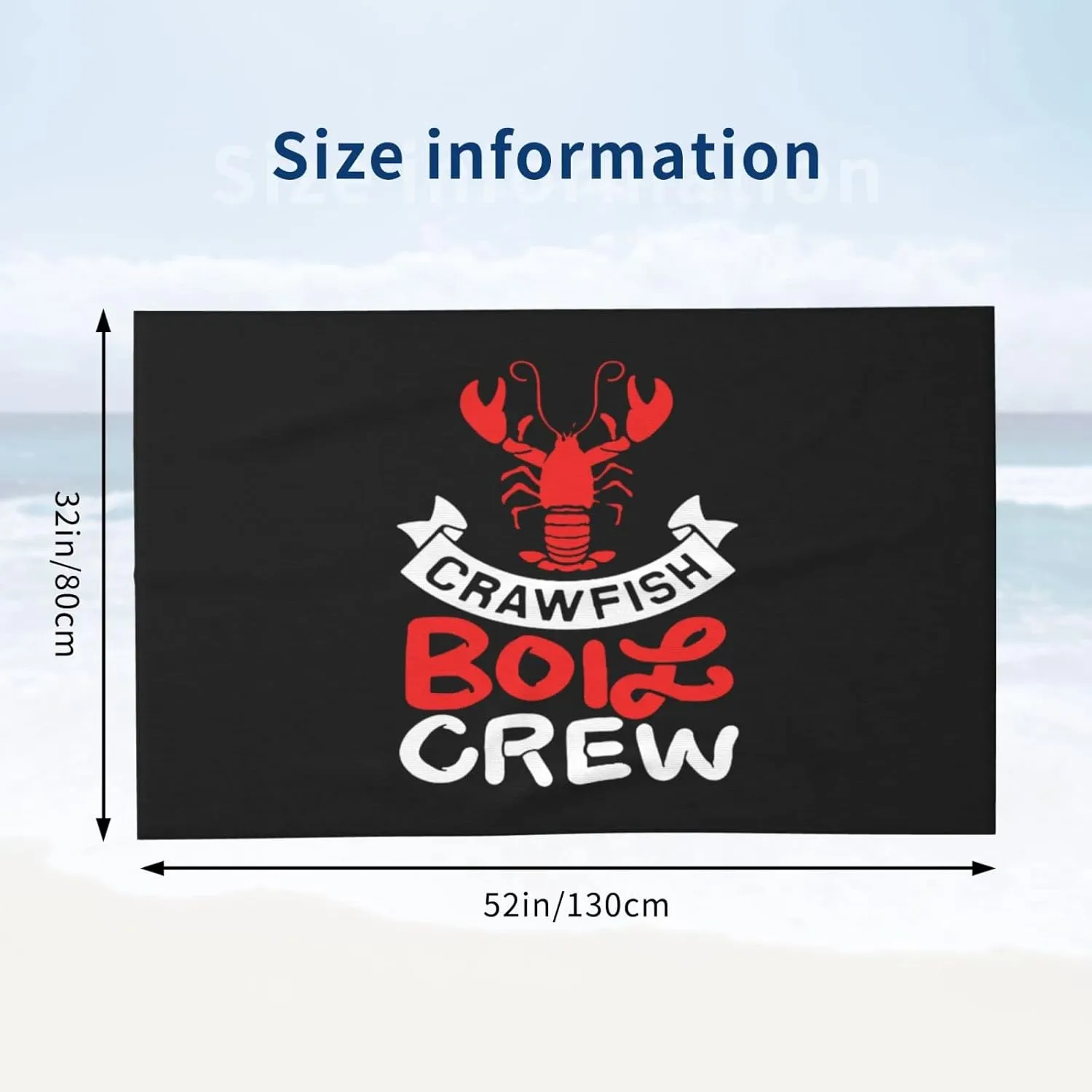Crawfish Boil Crew Beach Towels Vacation Essentials Quick Dry Sand Free Oversized Bath Pool Swim Towel Extra Large Absorbent Bathroom Towels Adult Travel Accessories