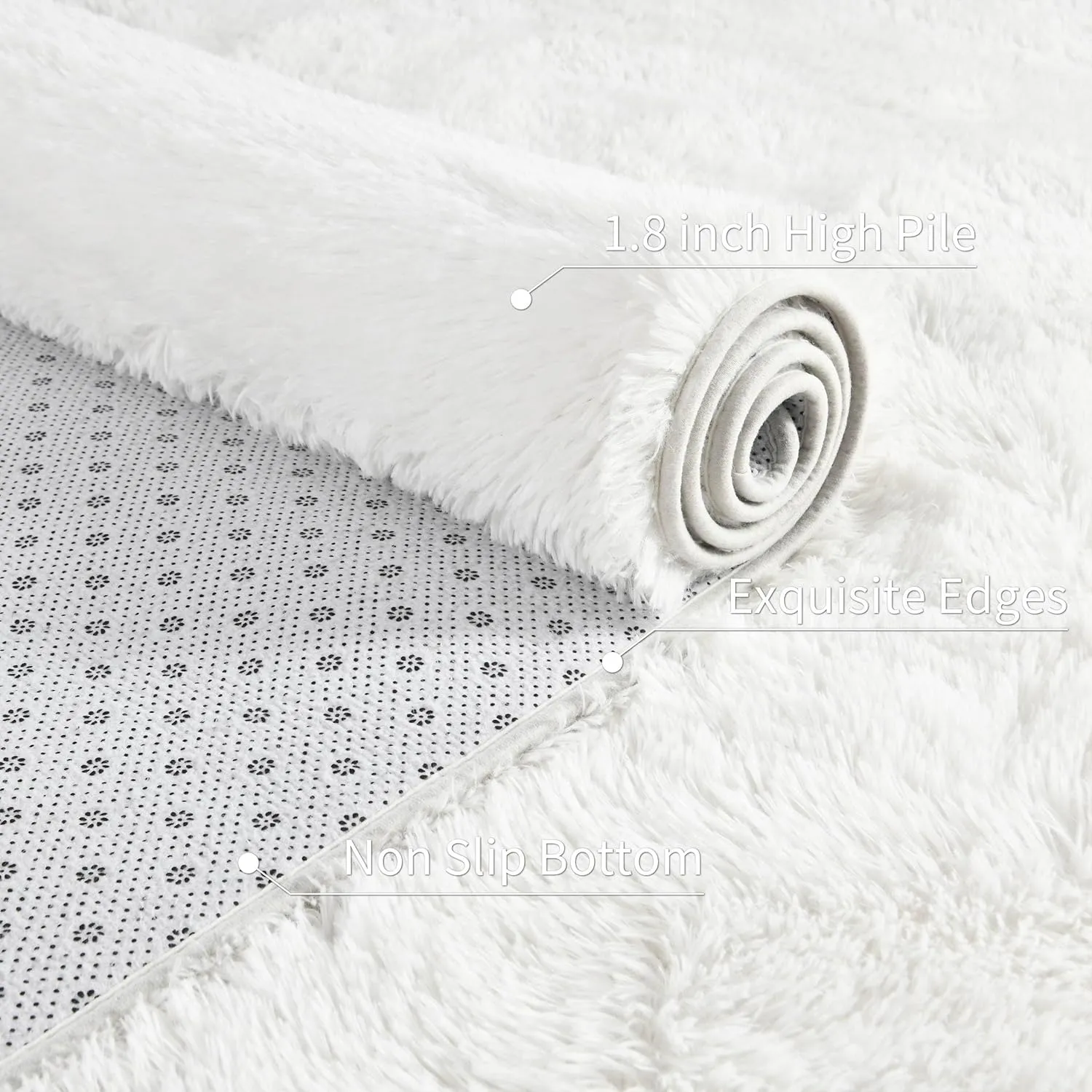 Cream White Fluffy Soft Living Room Bedroom Rug, 4x6 Area Rugs Super Soft Shaggy Carpet for Living Room Classroom Kids Playroom Toddler Nursery Dorm Home Decor, Modern Indoor Non Slip Rug