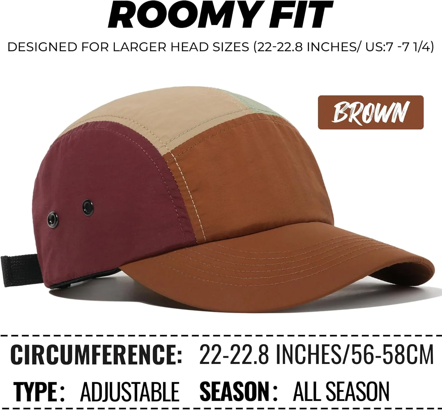 Croogo Men's 5 Panel Multi Color Baseball Cap UPF 50  Outdoor Trucker Hats Nylon Lightweight Golf Sports Cap Visor Hiphop Cap