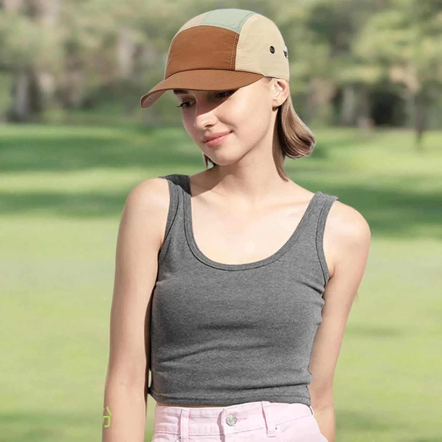 Croogo Men's 5 Panel Multi Color Baseball Cap UPF 50  Outdoor Trucker Hats Nylon Lightweight Golf Sports Cap Visor Hiphop Cap