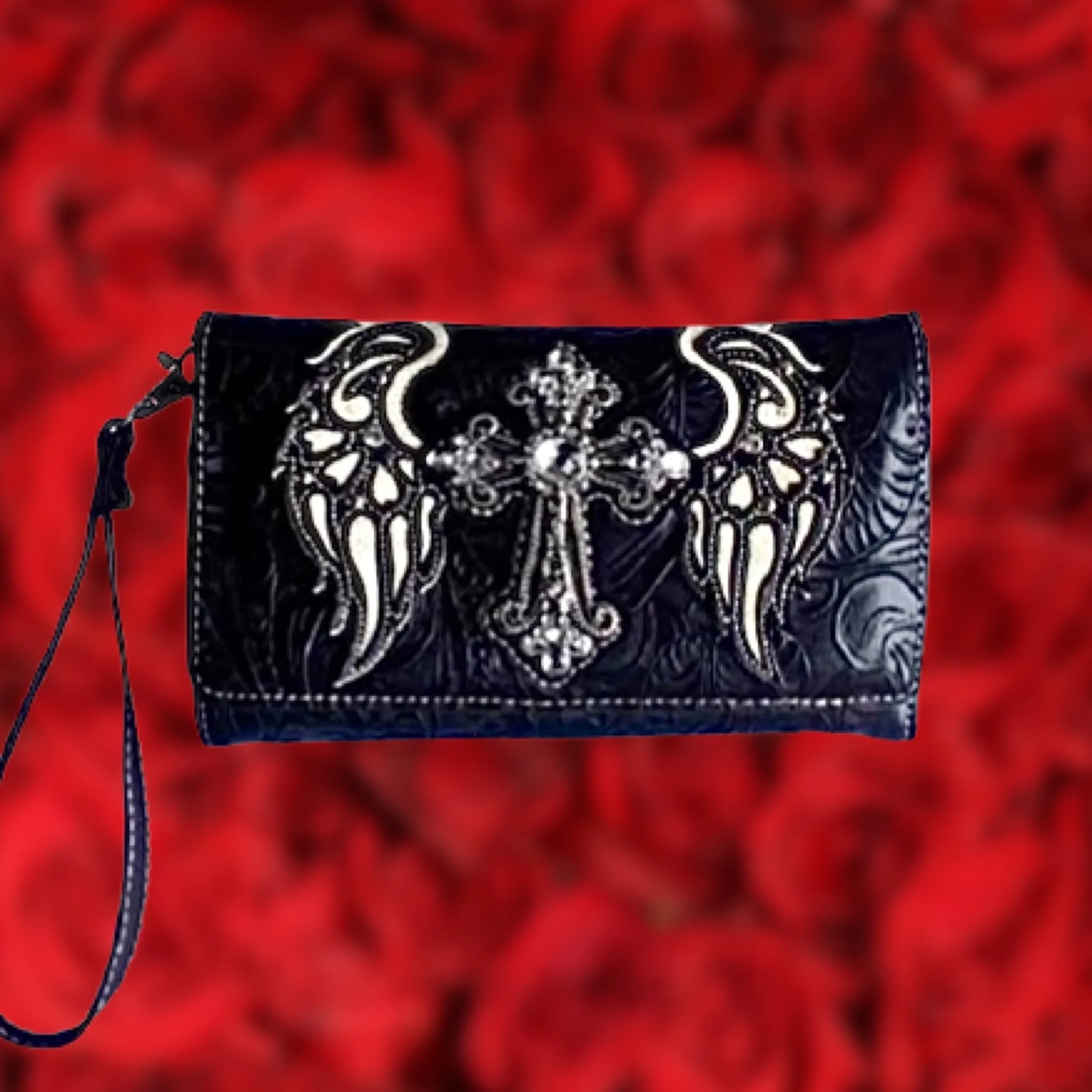 Cross and Wings Wallet-Blk