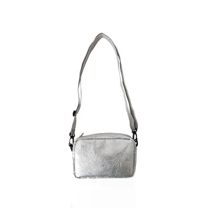 Crossbody Bags for Teen Girls Small Size Pure Minimalist Color Cross Body Purse with Nylon Adjustable Strap for Hiking and Day Trips Shining-Silver