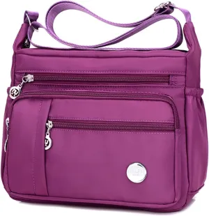 Crossbody Purse for Women Multi Pocket Shoulder Handbags Waterproof Nylon Purse and Handbags Messenger Bag
