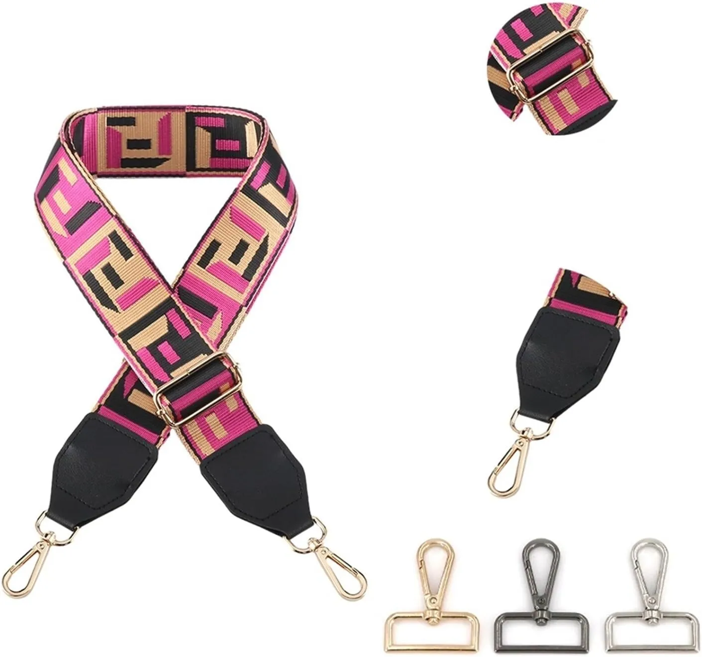 Crossbody Strap- Bag Strap 5CM Extra Wide Jacquard Weave Replaceable Handle Single Handbag Fabric Crossbody Shoulder Strap,Crossbody Handbag Replacement Strap, Ke155-a2-p1, Light Gold