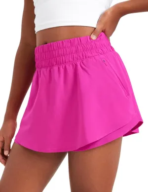 CRZ YOGA Girls Athletic Shorts with Zip Pocket - High Waist Flowy Ruffle Skirt for Workout Running Tennis Teen Kids Liner