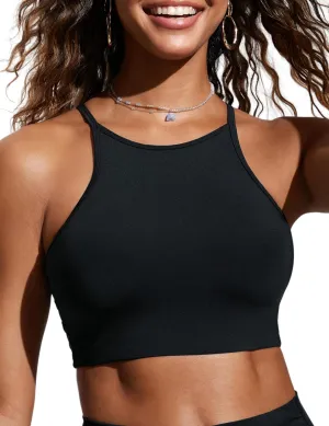 CRZ YOGA Women's Bikini Tops High Neck Swimsuit Racerback Padded Bathing Suit Sexy Swimwear