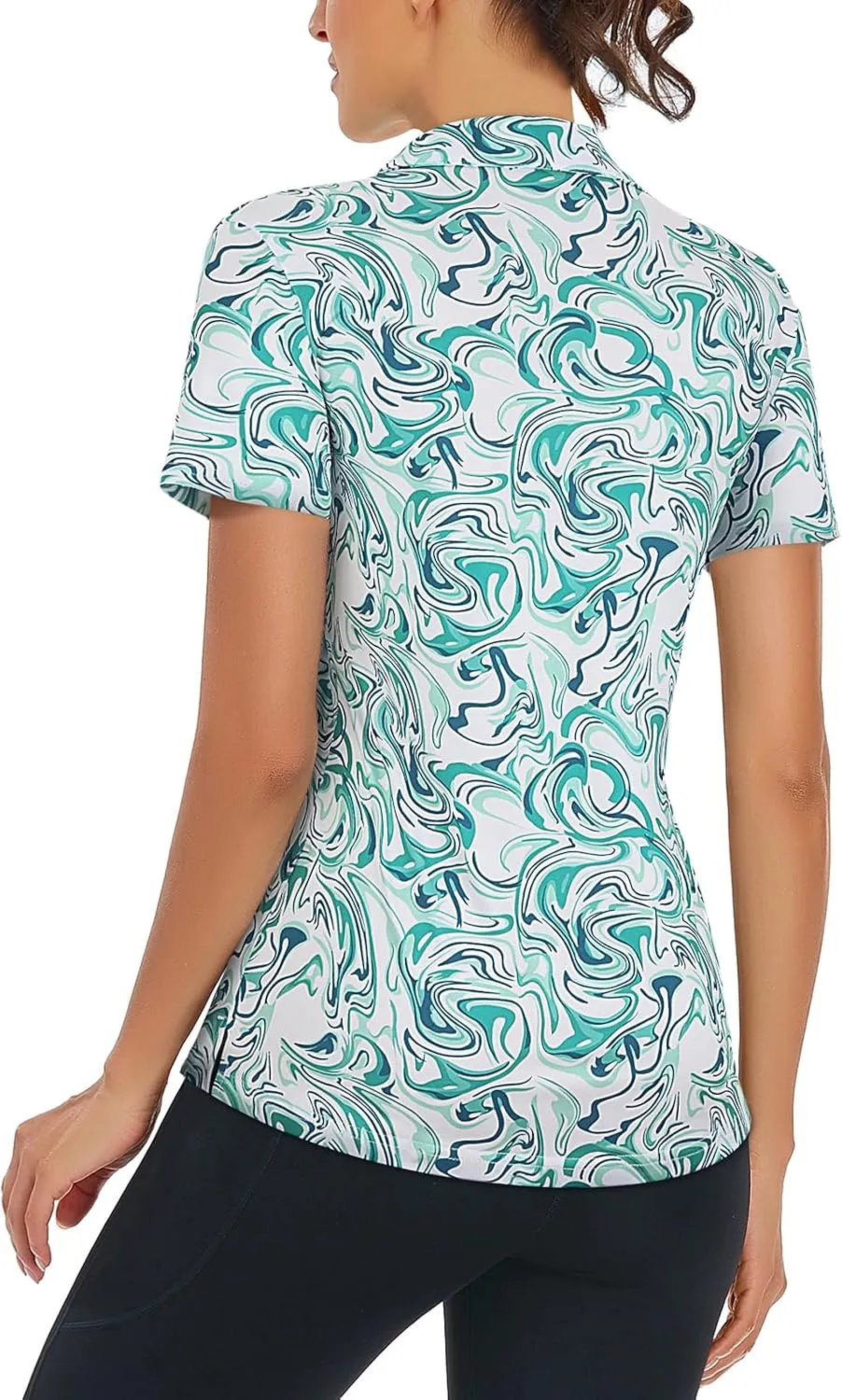 Cucuchy Womens V Neck Golf Polo Shirts Moisture Wicking Sports Workout Tops