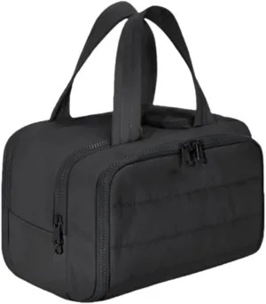Cureaway Travel Cosmetic Bag, Meonsopoli Large Capacity Wide, Large Capacity Wide-Open Travel Cosmetic Bag, Waterproof Portable Pouch, With Divider and Handle (Black)