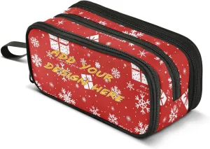 customizable Nylon Pencil Bag School Christmas Motifs Snowflake Box High Capacity Big Pencil Case With Zipper School Stationery for College Boys