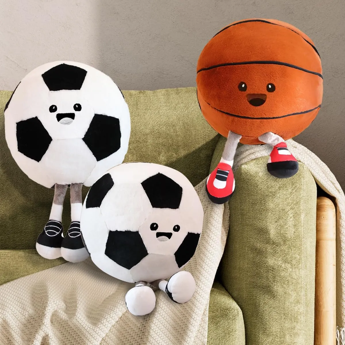 Cute Basketball Plush Pillow Toy,Basketball Stuffed Animal for Sofa/Bedroom Decor,Funny Sports Throw Pillow,Themed Birthday Gift for Boys Girls Basketball Fans(Basketball 11 Inch)