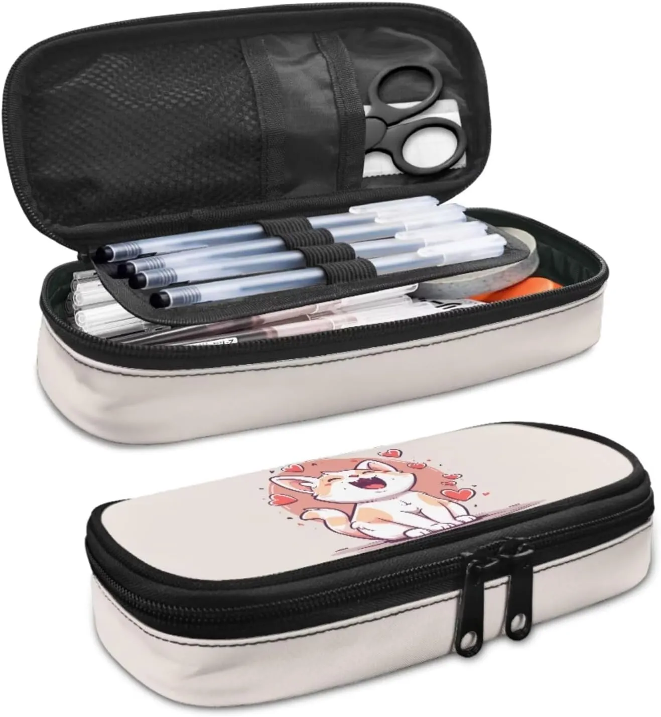 Cute Cat Backpack Set for Boys 5-10 Multi-functional School Bag with Thermal Waterproof Lunch Bag Small Pencil Case Fit Elementary School High School