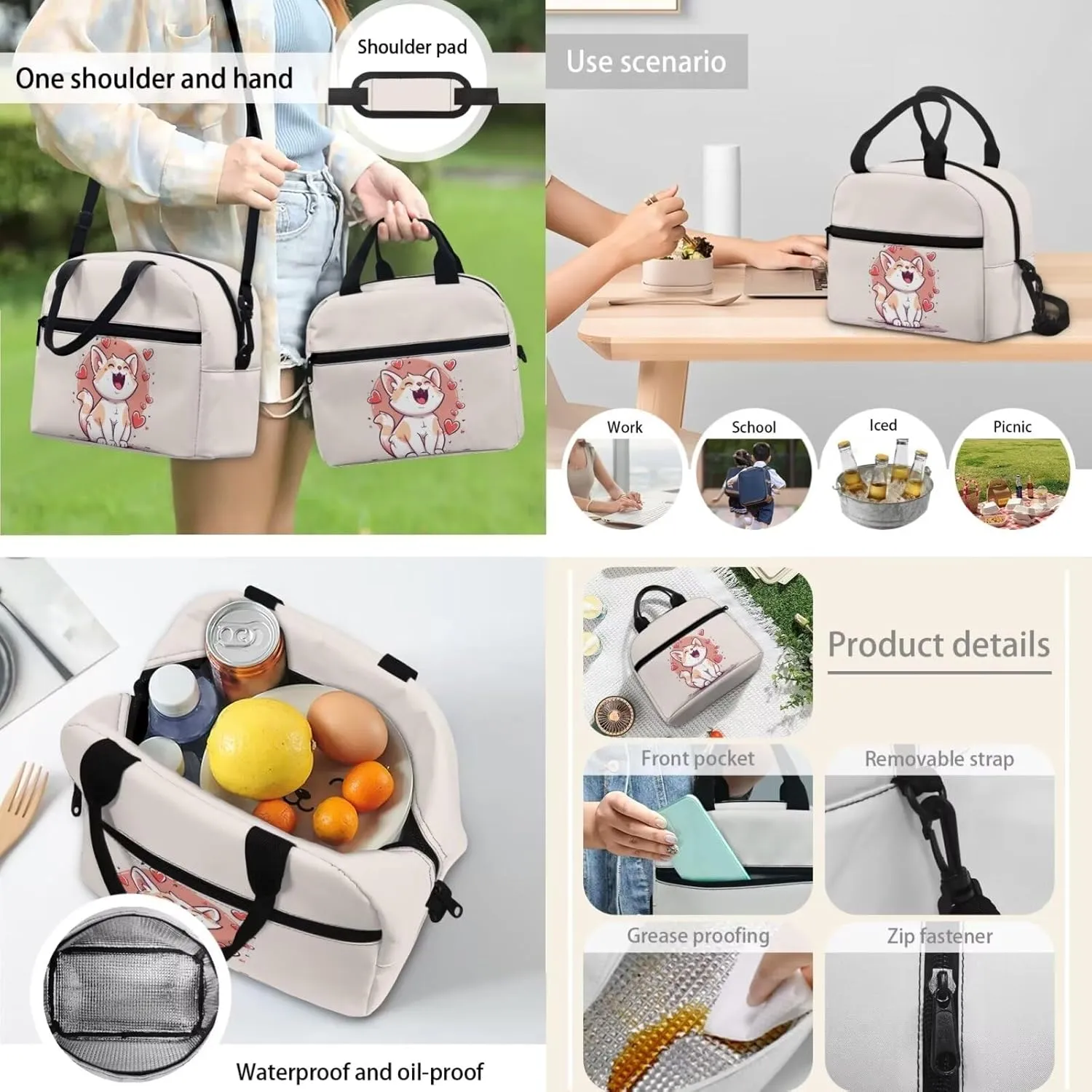 Cute Cat Backpack Set for Boys 5-10 Multi-functional School Bag with Thermal Waterproof Lunch Bag Small Pencil Case Fit Elementary School High School