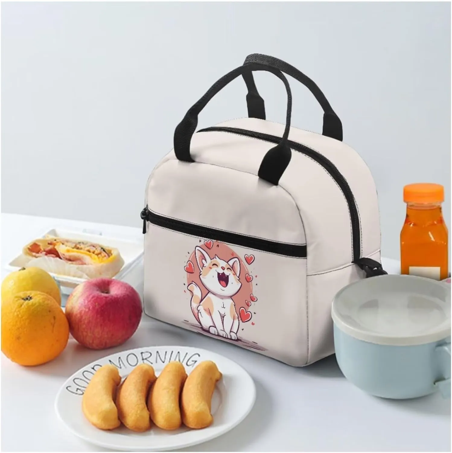 Cute Cat Backpack Set for Boys 5-10 Multi-functional School Bag with Thermal Waterproof Lunch Bag Small Pencil Case Fit Elementary School High School