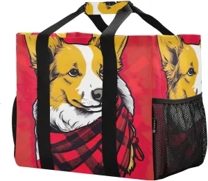 Cute Corgi Dog Foldable Travel Duffel Bag for Men Women Waterproof Weekender Overnight Carry On Tote Bag with Comfortable Handle Personal Item Travel Bag for Airplane Sport Hospital Business Trips