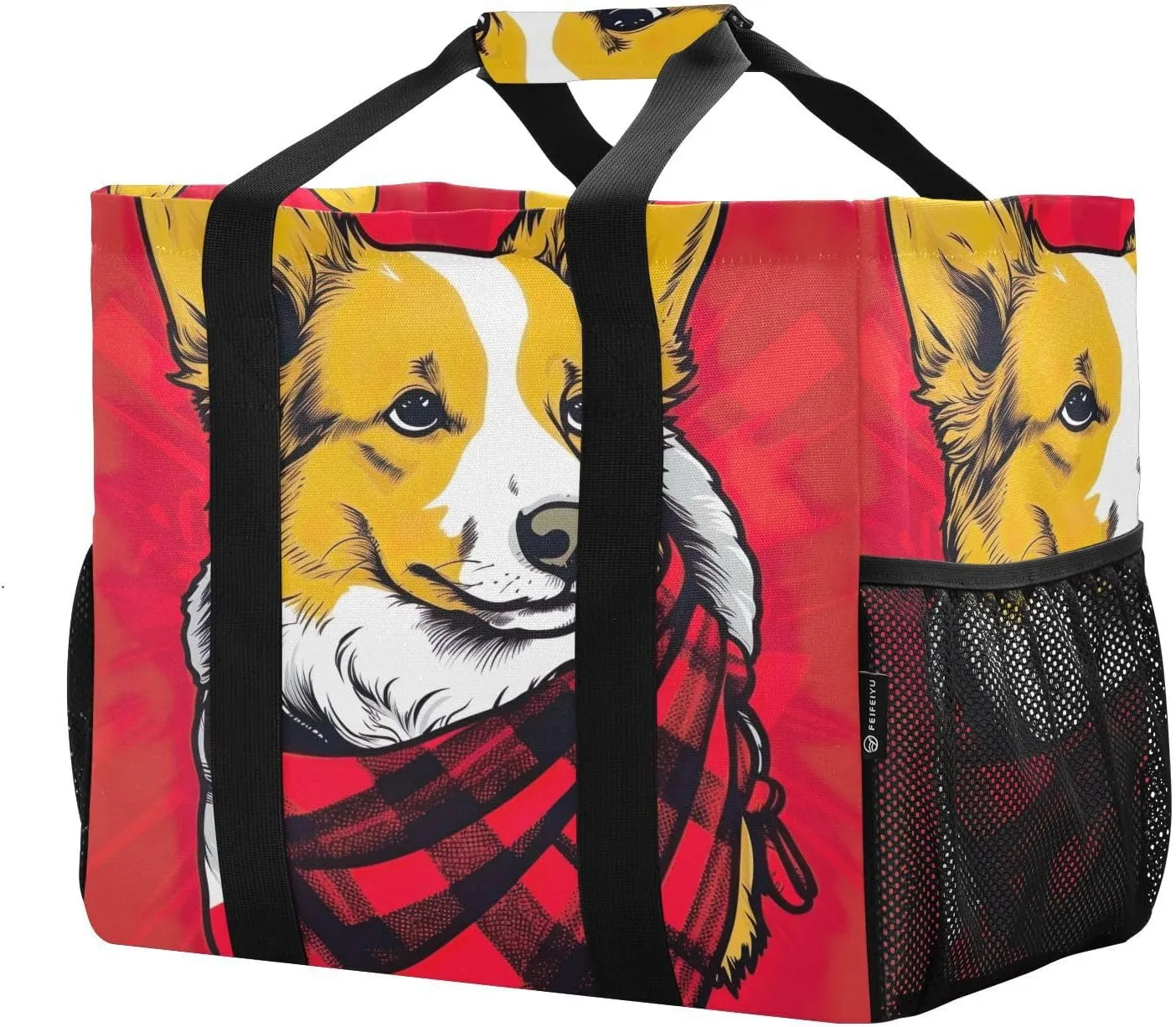 Cute Corgi Dog Foldable Travel Duffel Bag for Men Women Waterproof Weekender Overnight Carry On Tote Bag with Comfortable Handle Personal Item Travel Bag for Airplane Sport Hospital Business Trips