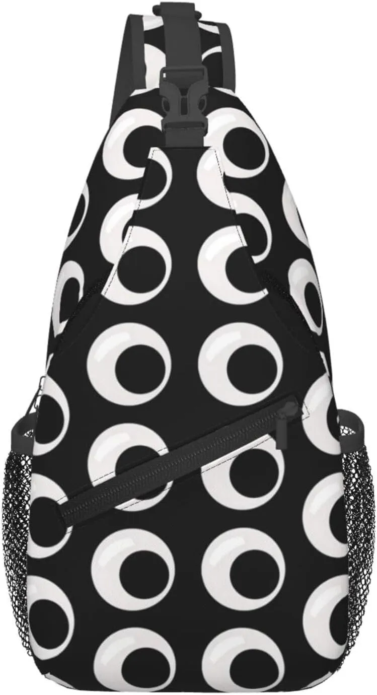 Cute Funny Cartoon Sketch Eyes Crossbody Bag Cross Chest Bag Adjustable Sling Backpack Sports Gym Shoulder Bags Travel Cycling Daypack Diagonally Casual Rucksack