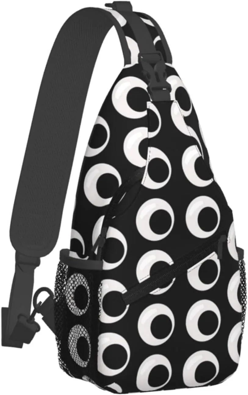 Cute Funny Cartoon Sketch Eyes Crossbody Bag Cross Chest Bag Adjustable Sling Backpack Sports Gym Shoulder Bags Travel Cycling Daypack Diagonally Casual Rucksack
