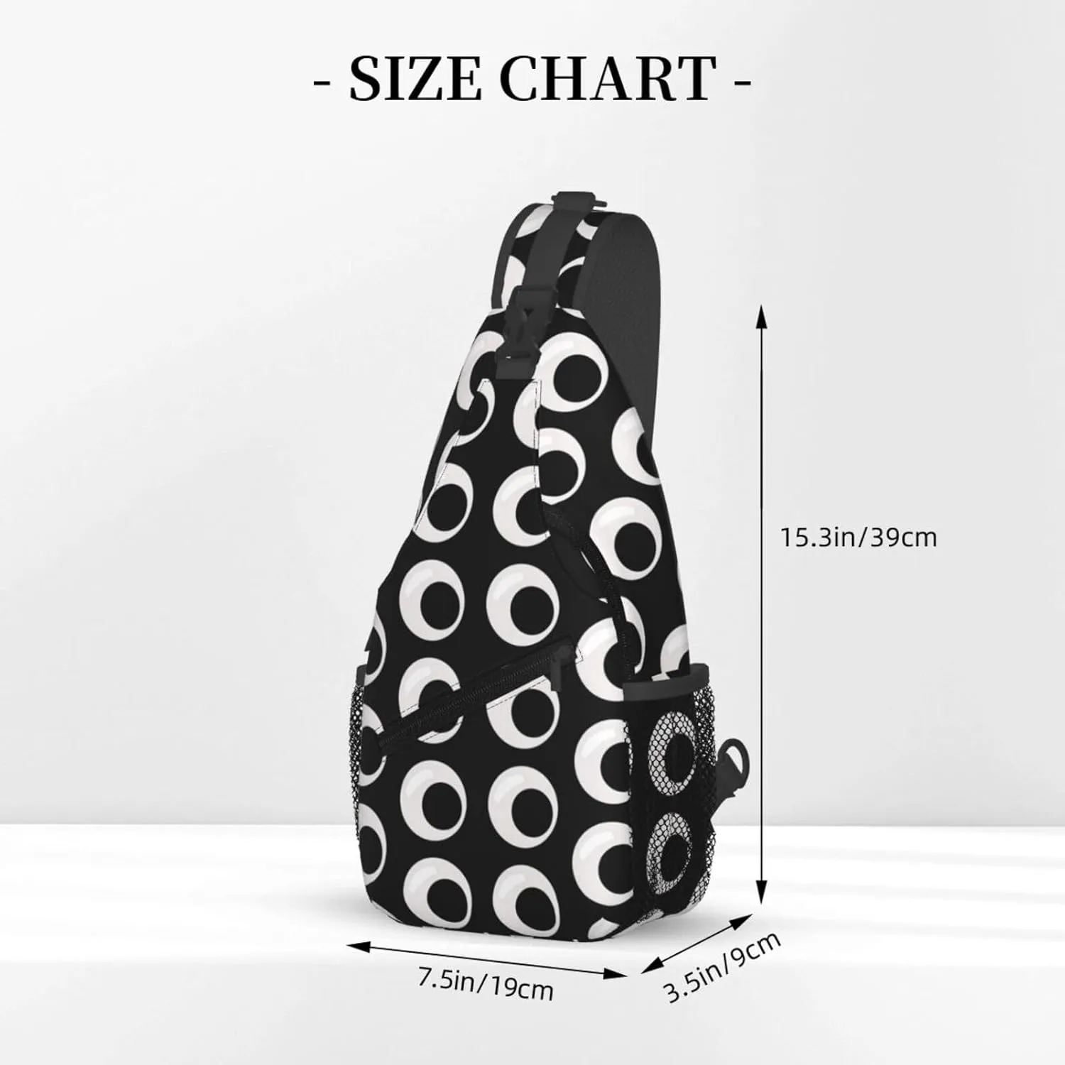 Cute Funny Cartoon Sketch Eyes Crossbody Bag Cross Chest Bag Adjustable Sling Backpack Sports Gym Shoulder Bags Travel Cycling Daypack Diagonally Casual Rucksack