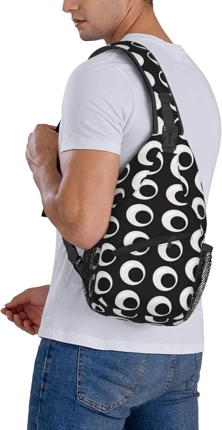 Cute Funny Cartoon Sketch Eyes Crossbody Bag Cross Chest Bag Adjustable Sling Backpack Sports Gym Shoulder Bags Travel Cycling Daypack Diagonally Casual Rucksack