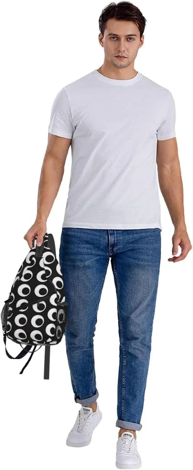 Cute Funny Cartoon Sketch Eyes Crossbody Bag Cross Chest Bag Adjustable Sling Backpack Sports Gym Shoulder Bags Travel Cycling Daypack Diagonally Casual Rucksack