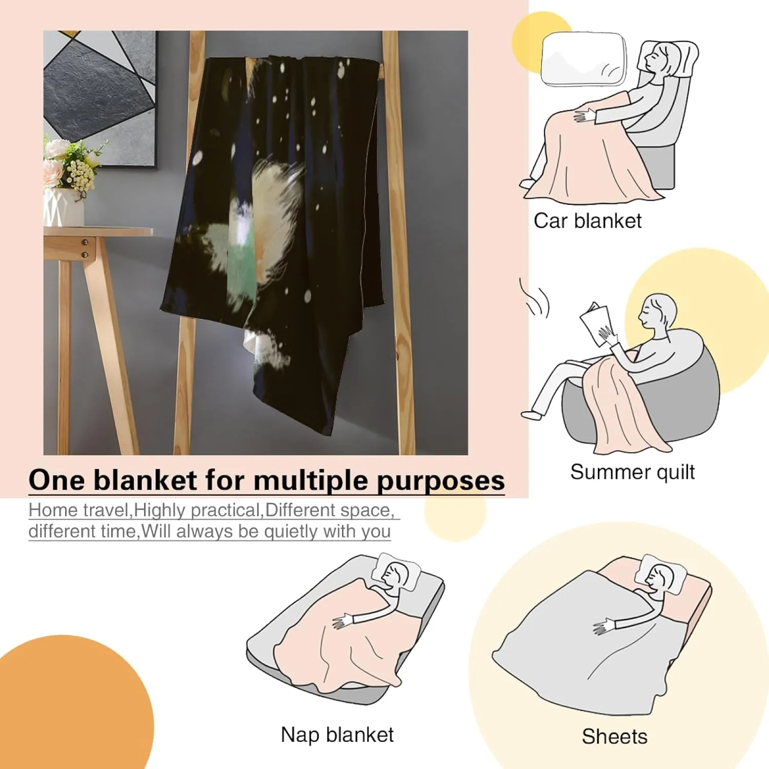 Cute Pomeranian Winter Throw Blanket for Couch, Red Hat, Let It Snow, Black Blanket, Cozy Plush Flannel Blanket for Bed Sofa Room Christmas Decor, Girlfriends Teens 50x60 Inch