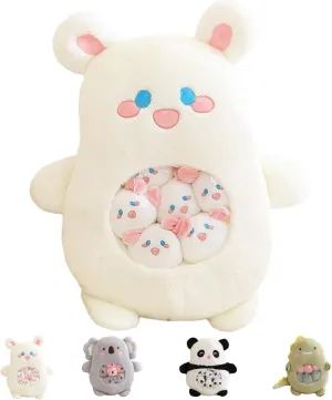 Cute Rabbit Plush Pillow Toy,Removable Bunny Stuffed Animal Snack Pillow Plushie Dolls Gifts for Girls Boys, Rabbit