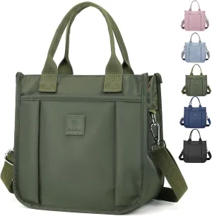 Cute Small Tote Bag for Women with Zipper Multi Pockets, Mini Crossbody Purse Tote Handbags for Work Travel Beach