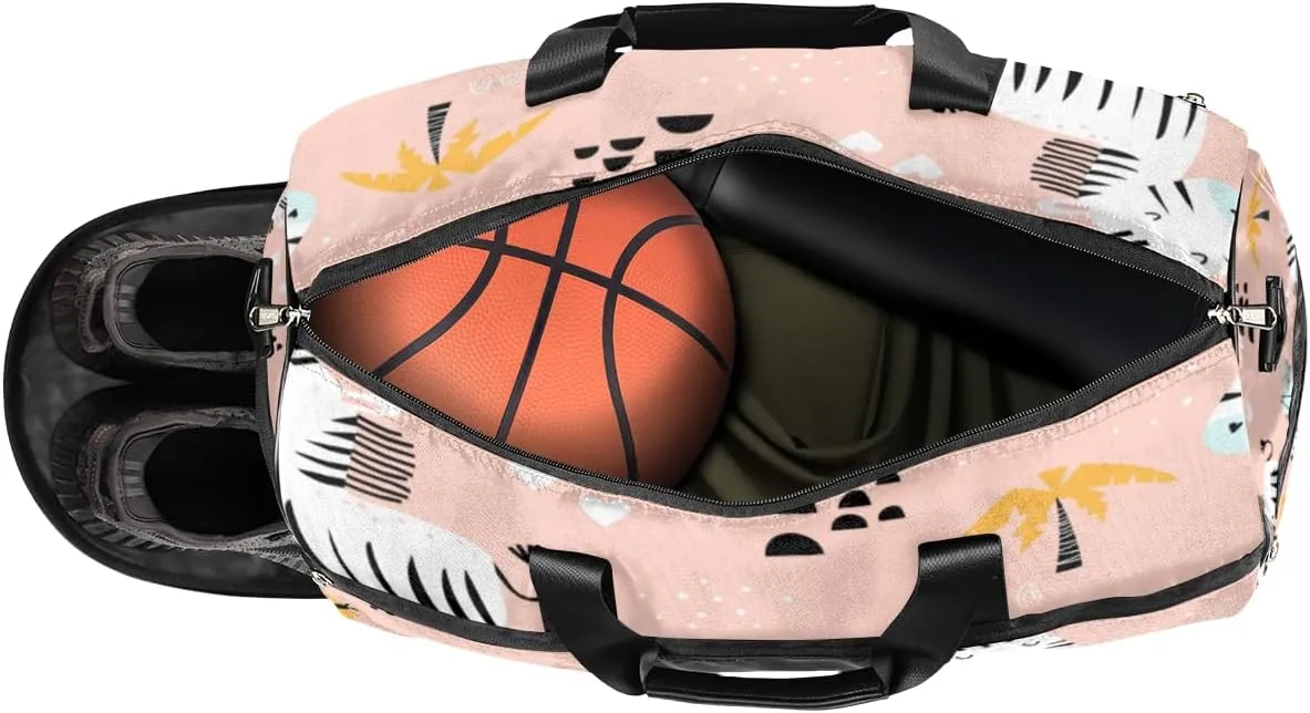 Cute Zebra Sports Gym Bag for Women Men Travel Duffel Bag with Wet Pocket & Shoes Compartment Waterproof Weekender Overnight Tote Carry on Bag Lightweight